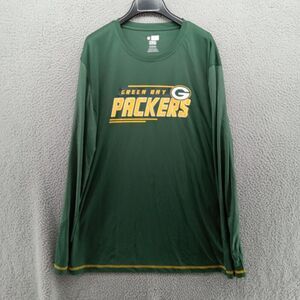 Green Bay Packers Shirt Mens XL Green Logo Spellout NFL Team Apparel Long Sleeve